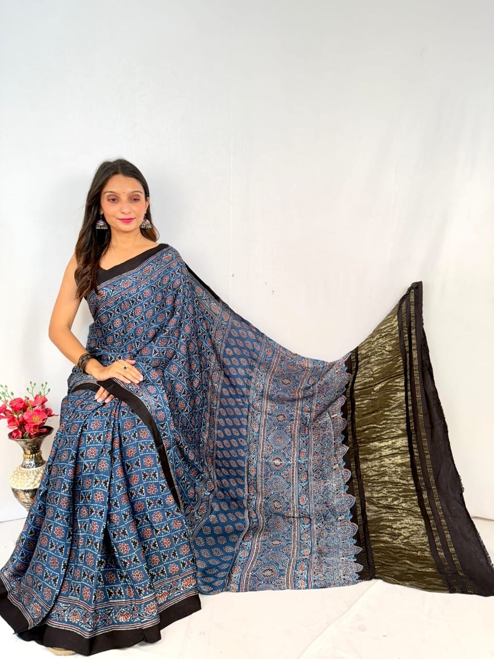 Eshani Ajrakh Saree
