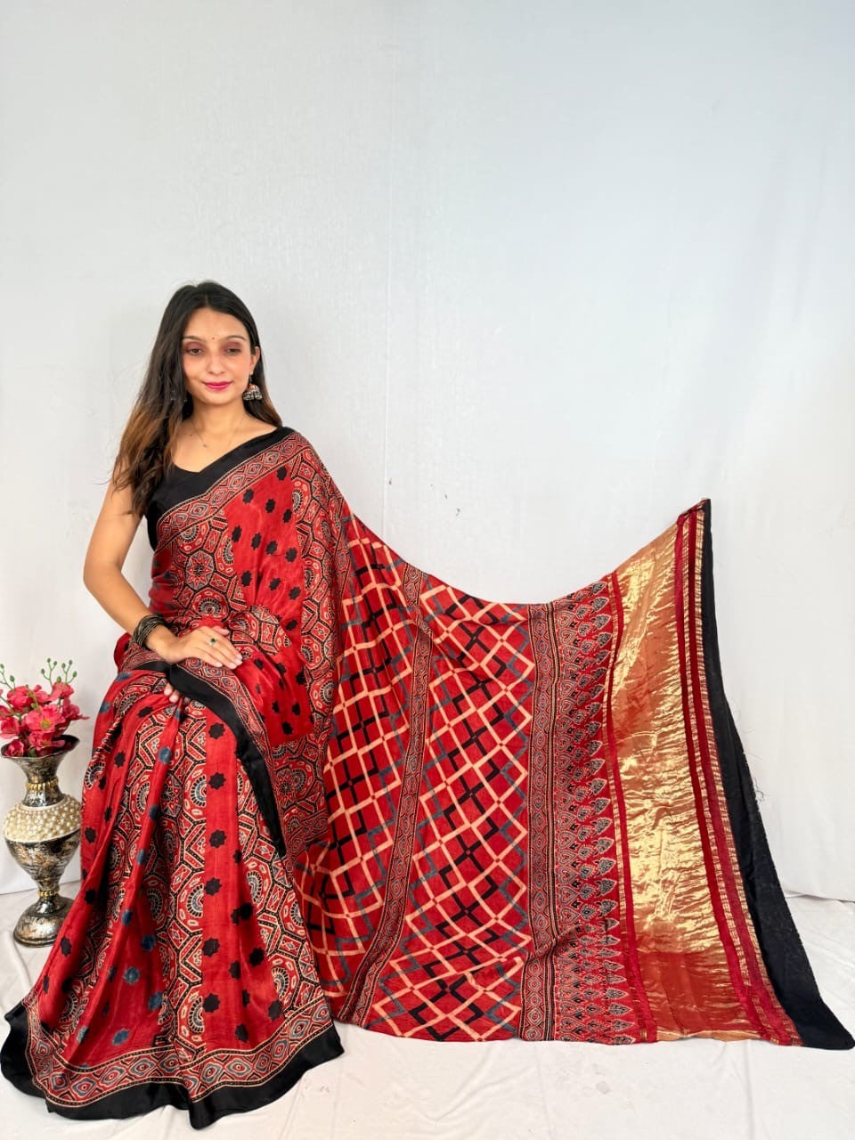 Saanjh Ajrakh Saree