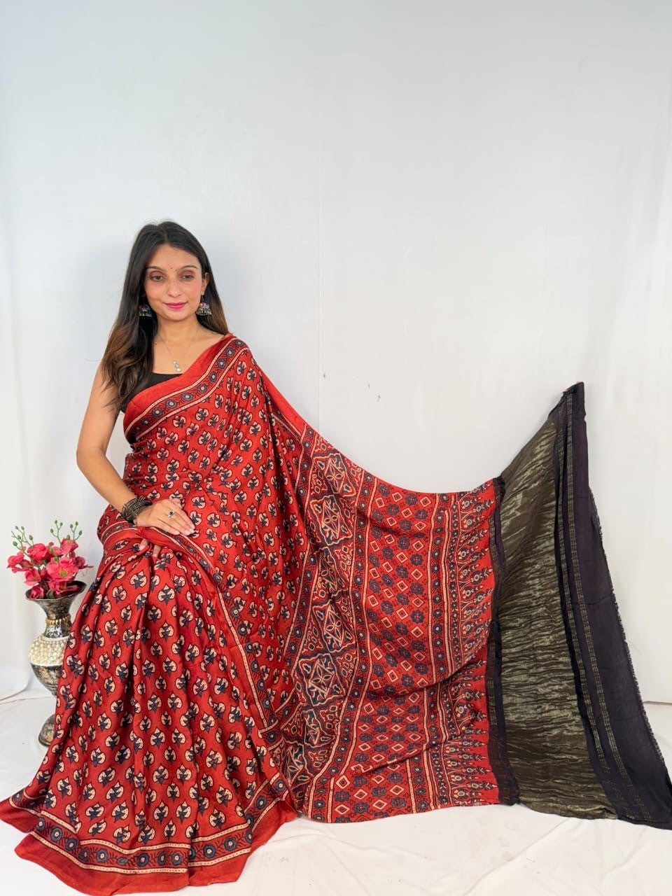 Rewa Ajrakh Saree