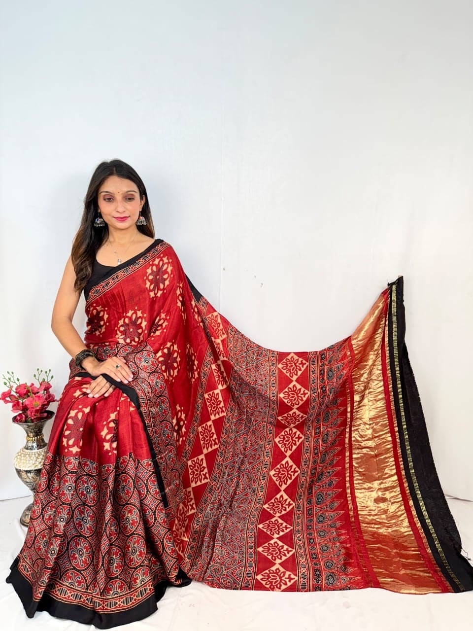 Akhriti Ajrakh Saree