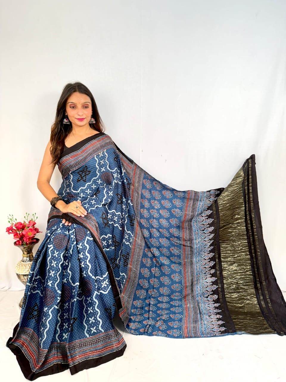 Ruhani Ajrakh Saree