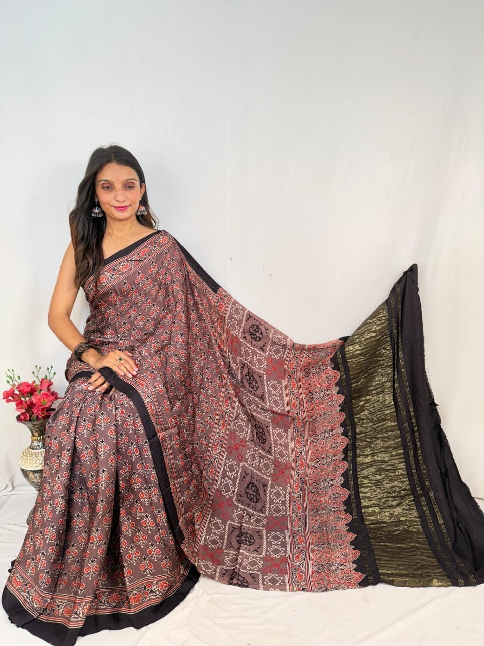 Varnika Ajrakh Saree