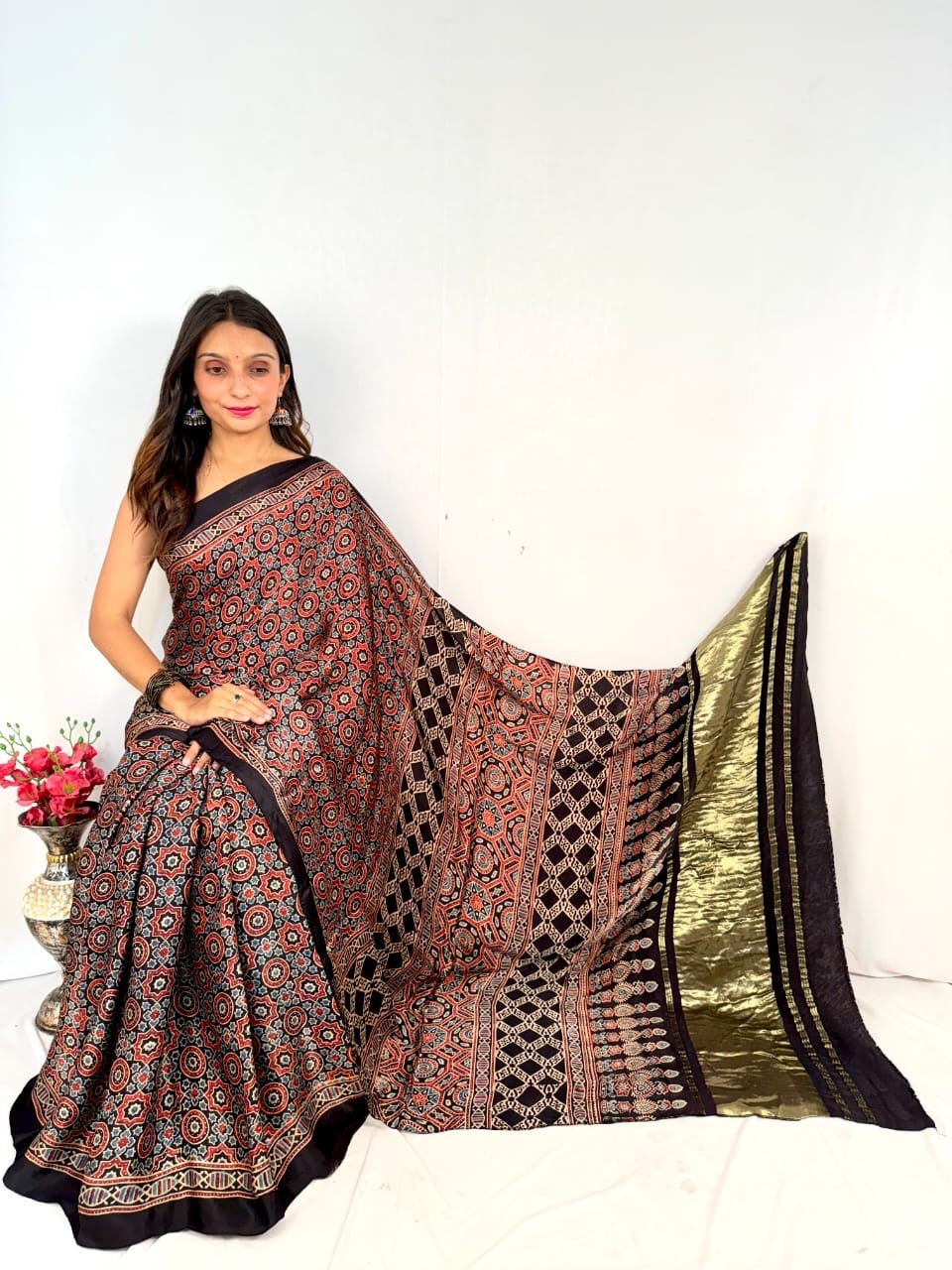 Mehal Ajrakh Saree