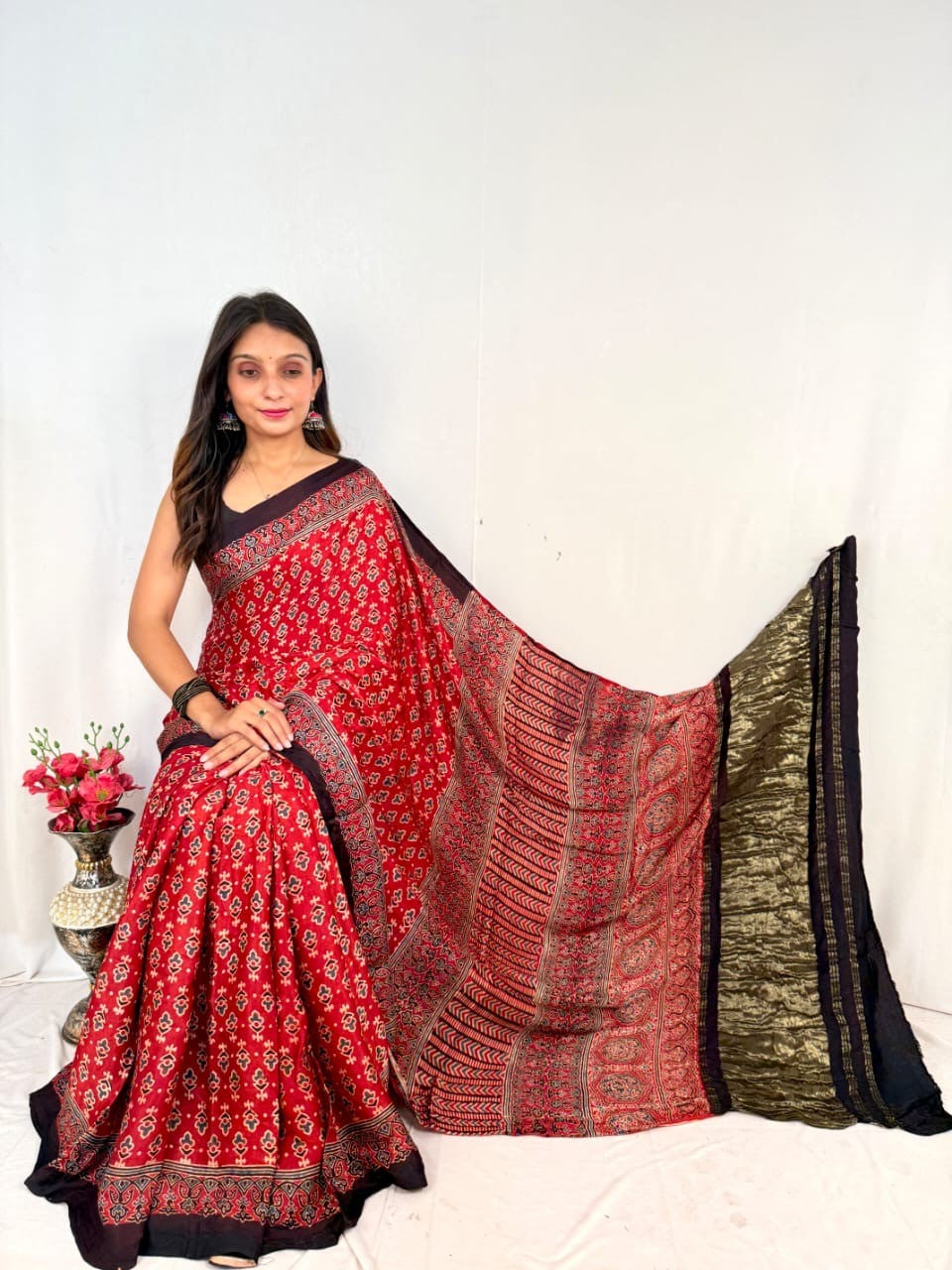 Taru Ajrakh Saree