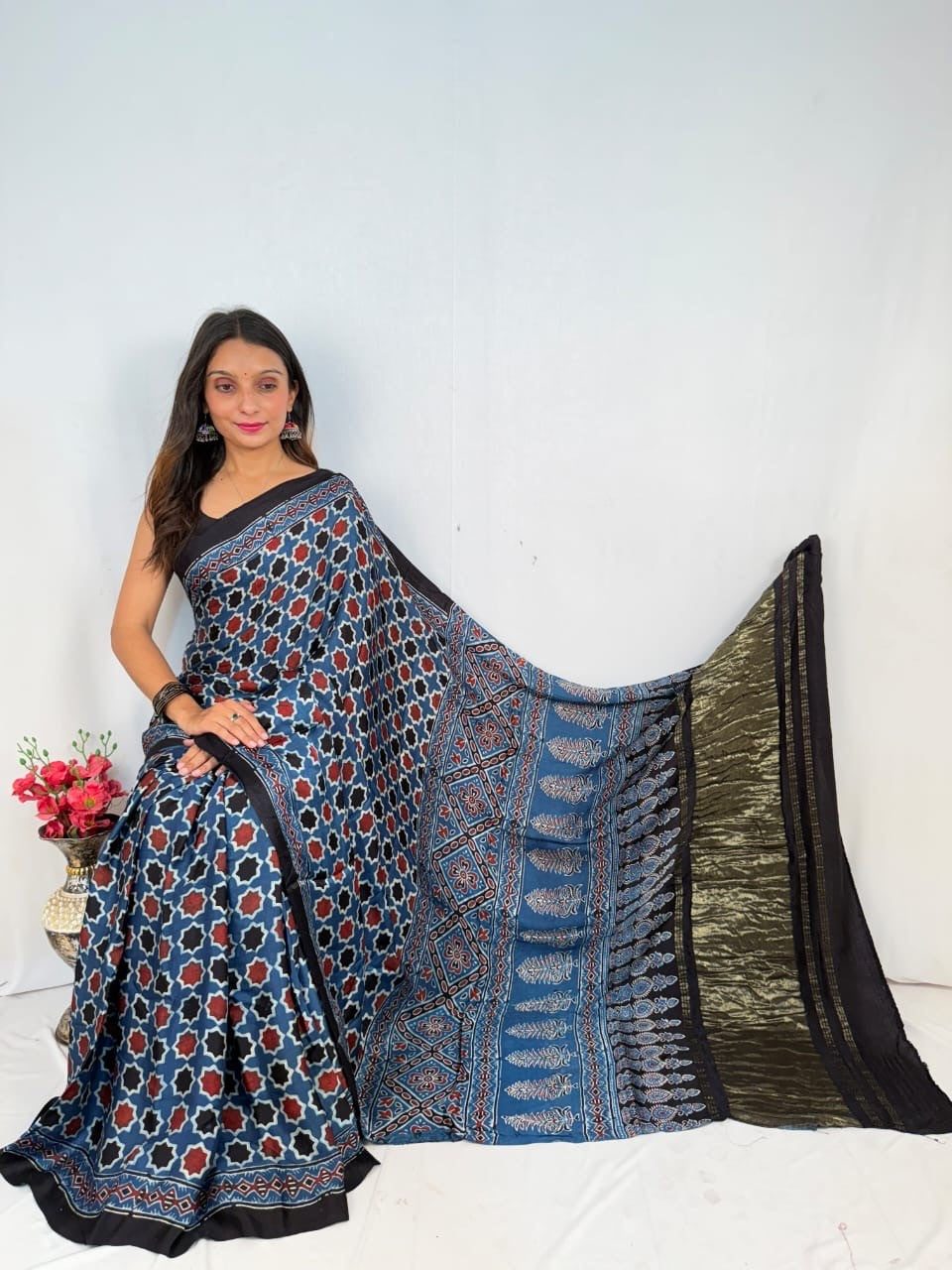Kavya Ajrakh Saree