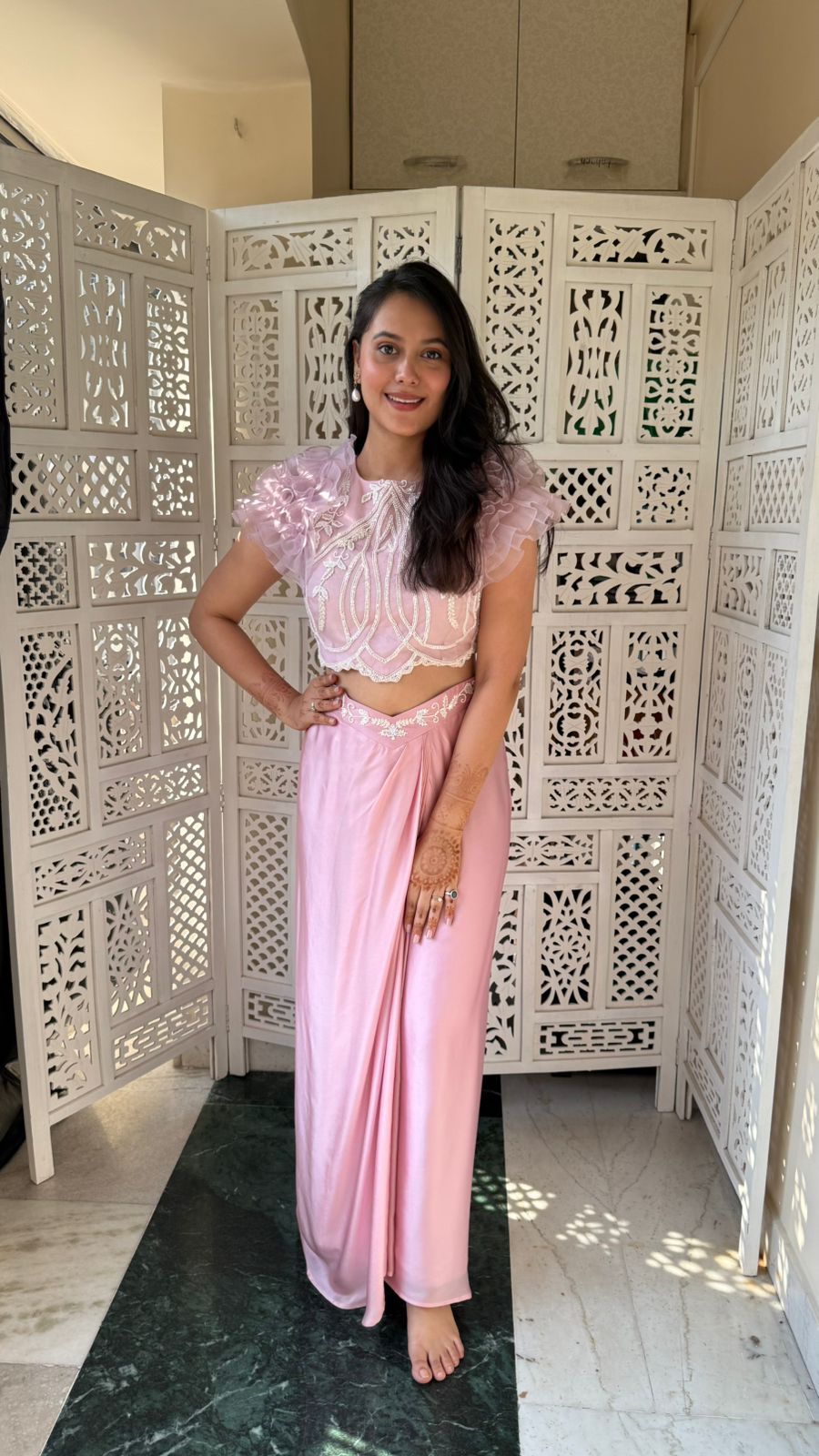 Shea Blush Pink Embroidered Indo-Western Co-Ord Set
