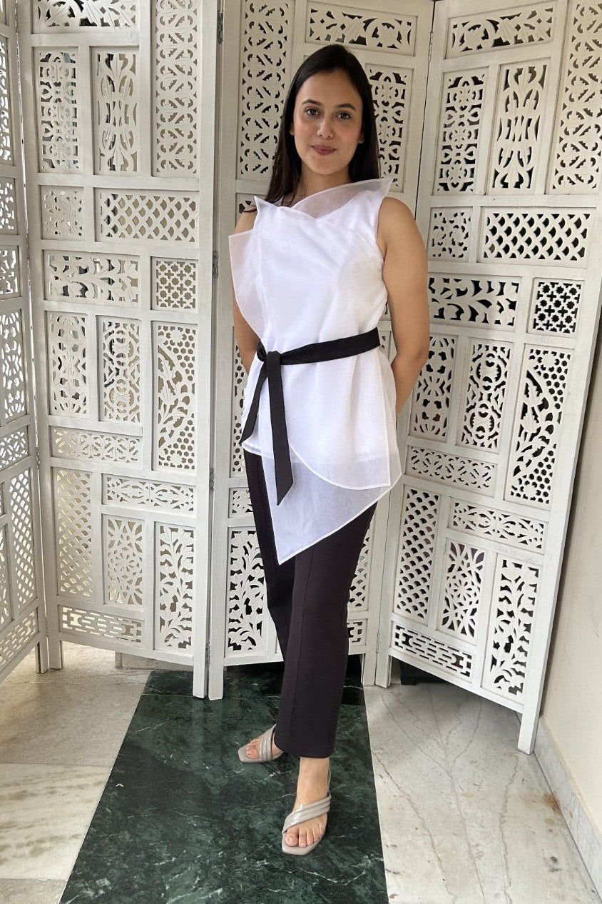 Monochrome White Organza Top