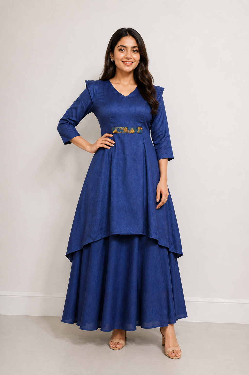 Radiance Blue Silk Layered Dress