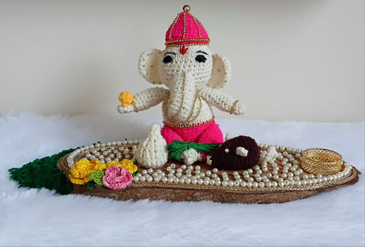 Handcrafted Crochet Ganesha Idol - 6”