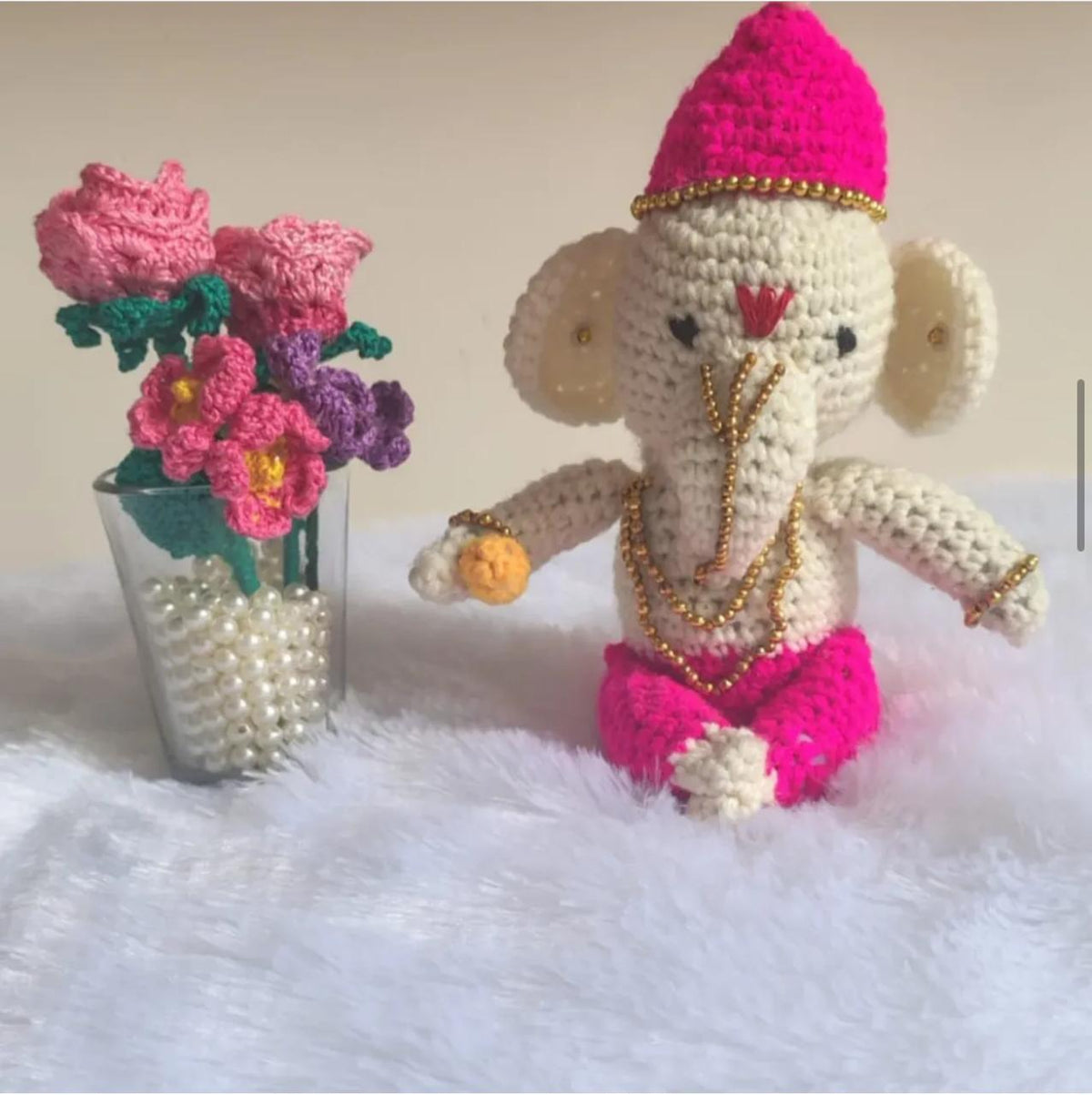 Handcrafted Crochet Ganesha Idol (C) - 6”
